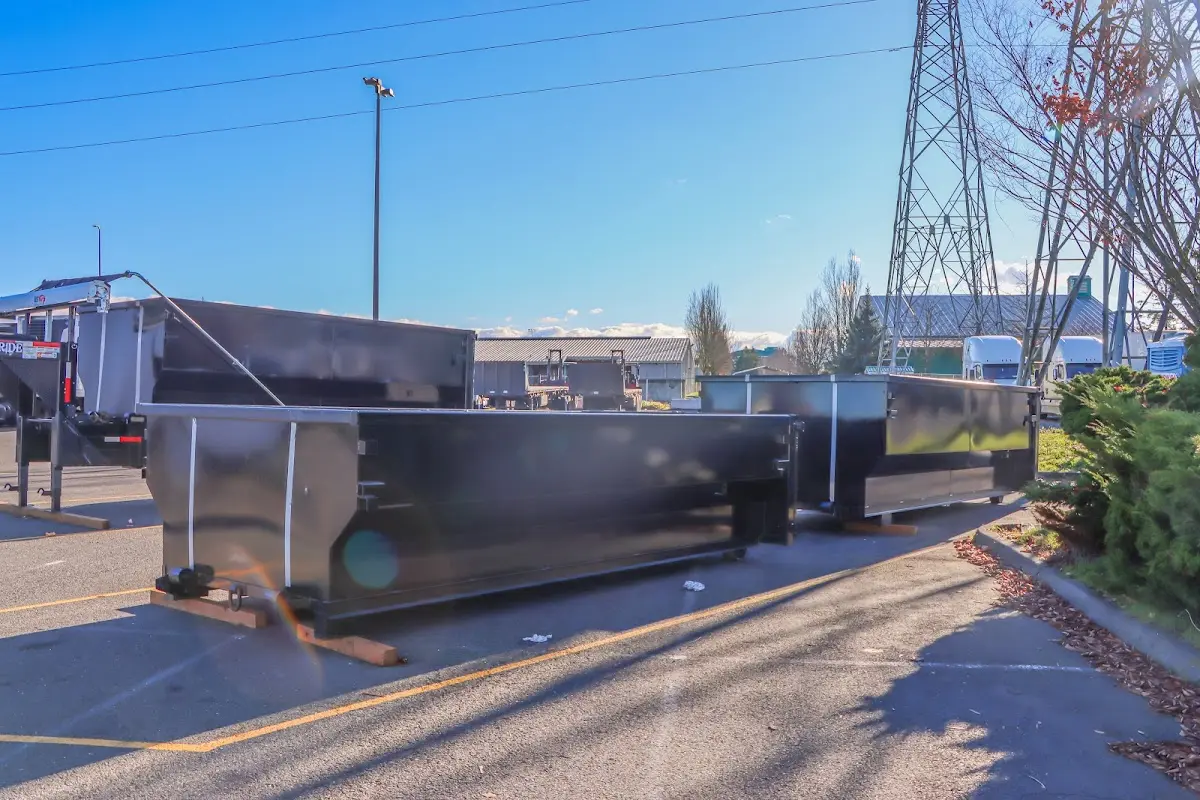 Roll-off dumpster ready for waste disposal at job site for Construction Dumpster Rental in Long Branch